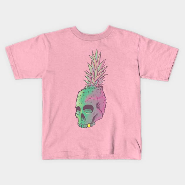 PINEAPPLE SKULL Kids T-Shirt by joshua7